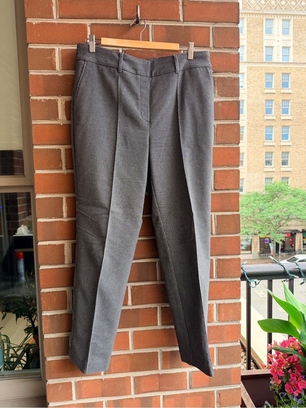 Hilary Radley Houndstooth Straight Leg Dress Pants with Subtle Pattern